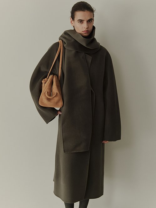 Double-Face Wrap Coat w/Matching Scarf