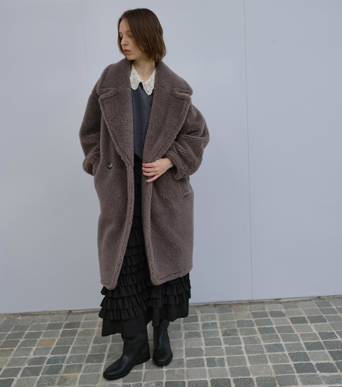 LE CIEL BLEU ルシェルブルー ラクーンファーコート 高級 ふわふわ ル シェル ブルー - LE CIEL BLEU | Faux Shearling Cocoon | RESTIR