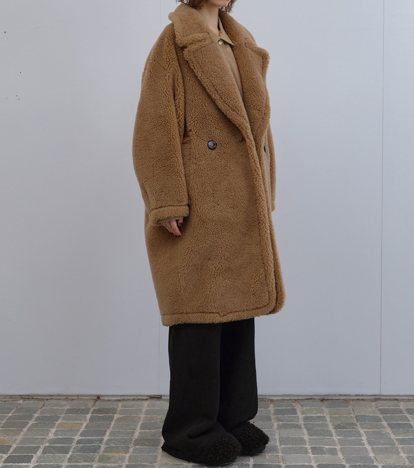 【新品未使用】Bluelea Cocoon long coat キャメル ル シェル ブルー - LE CIEL BLEU | Faux Shearling Cocoon | RESTIR