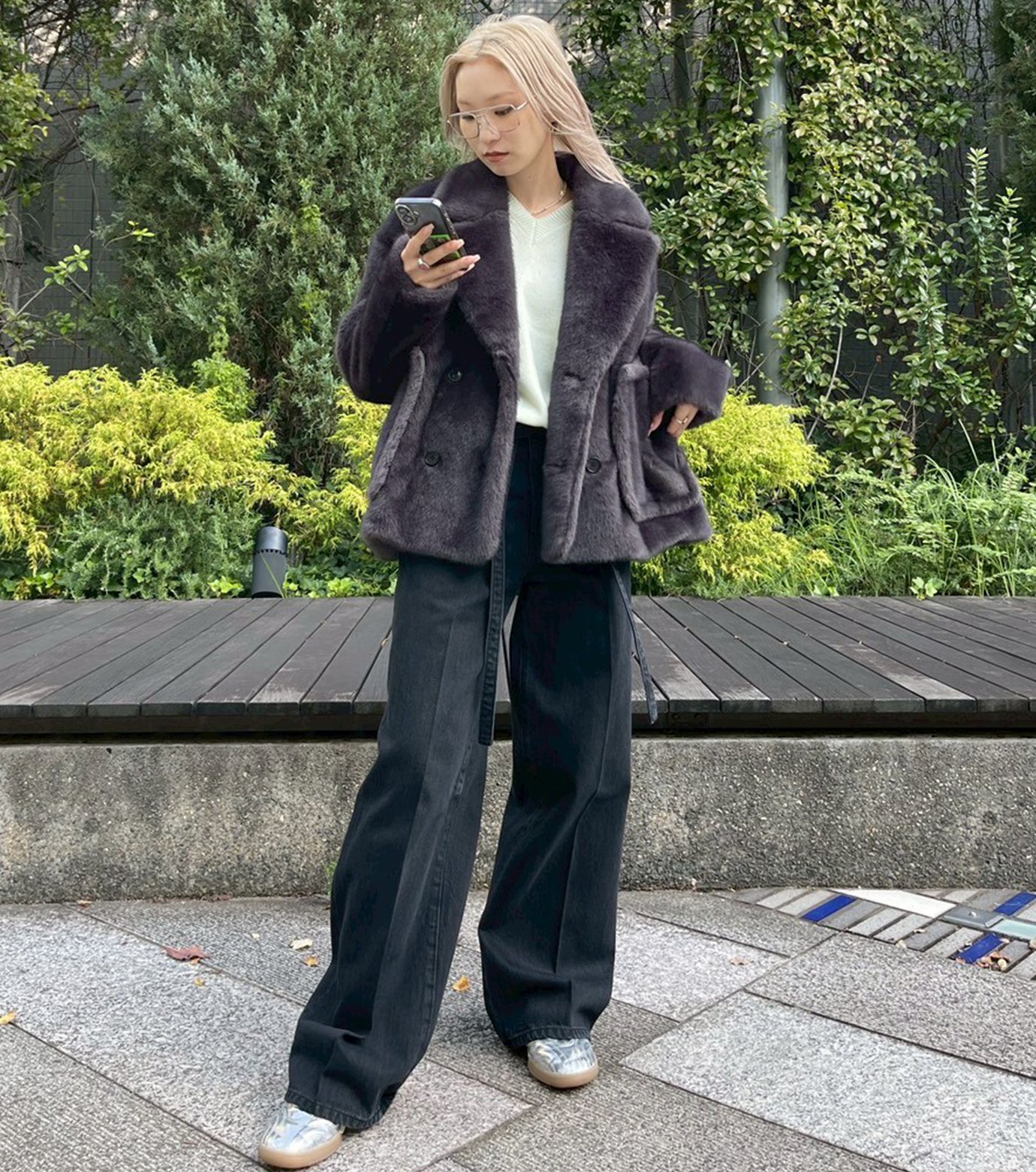 ル シェル ブルー - LE CIEL BLEU | Faux Mink Peacoat-Gray-36の通販