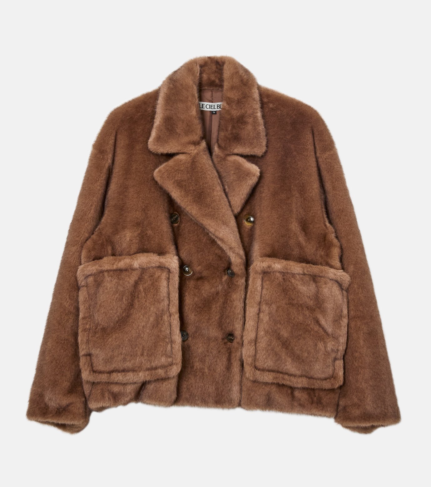 ル シェル ブルー - LE CIEL BLEU | Faux Mink Peacoat-Brown-36の通販