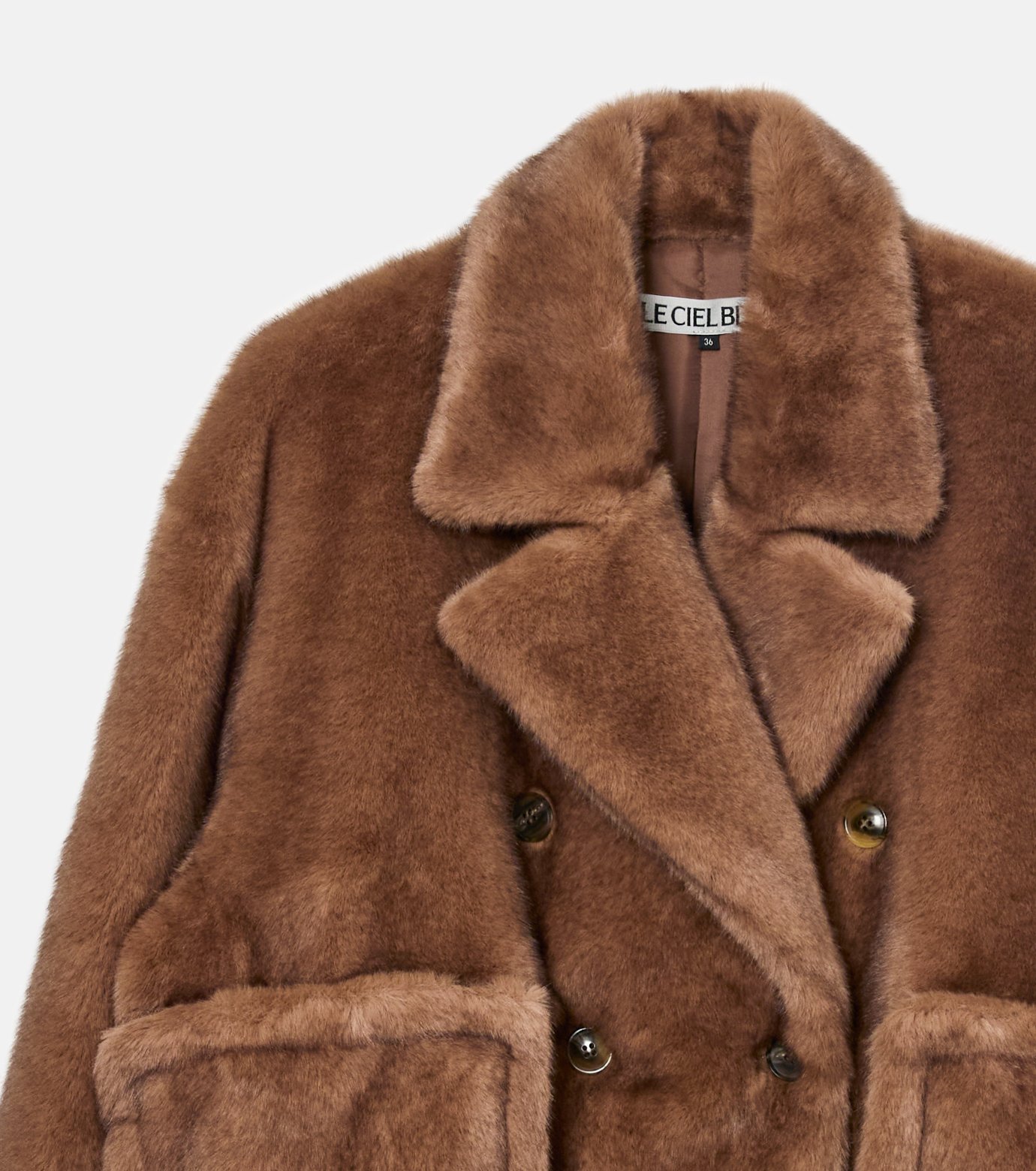ル シェル ブルー - LE CIEL BLEU | Faux Mink Peacoat-Brown-36の通販