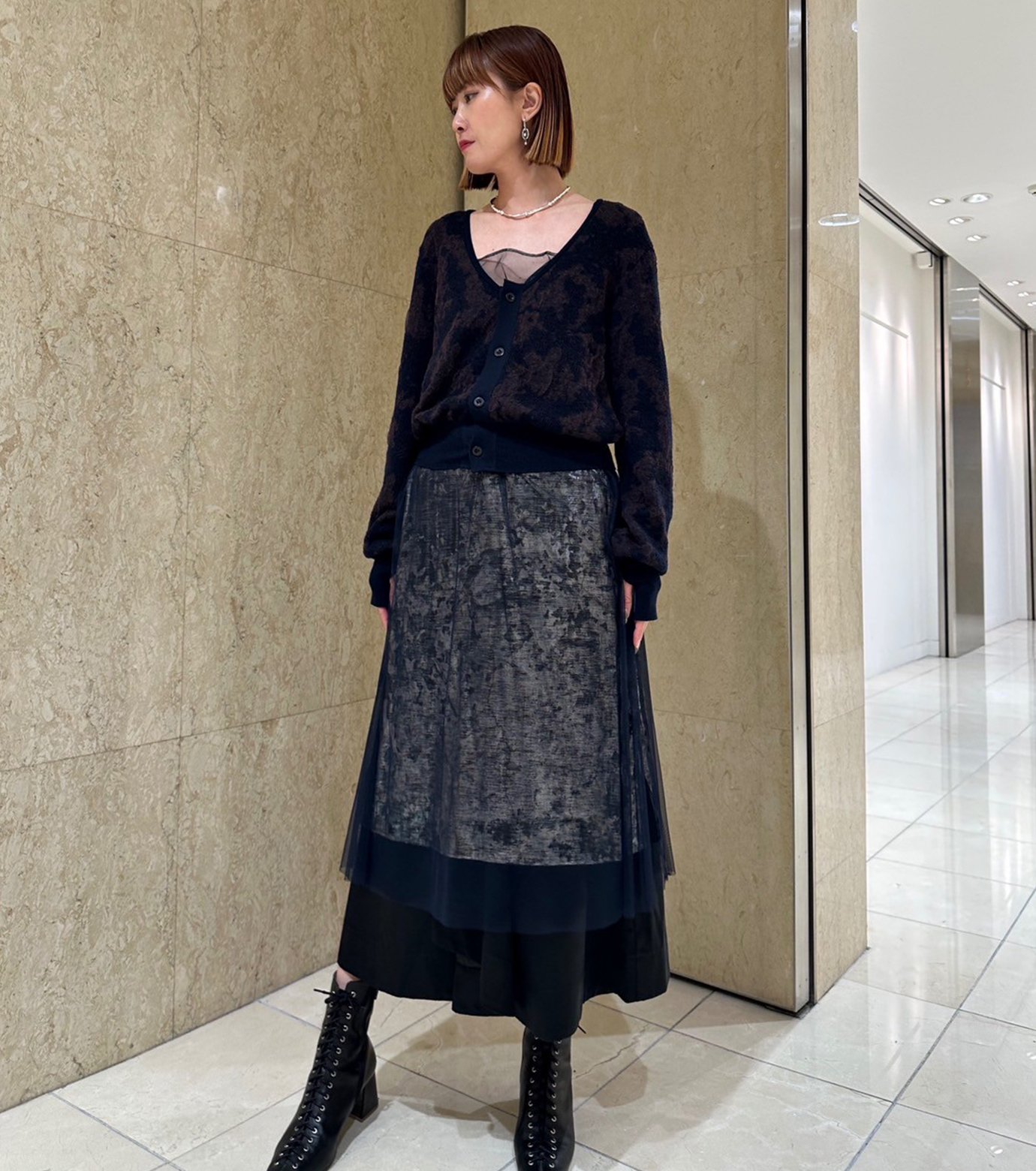 アイレネ - IRENENNE | Layered Jacquard KNIT | RESTIR リステア