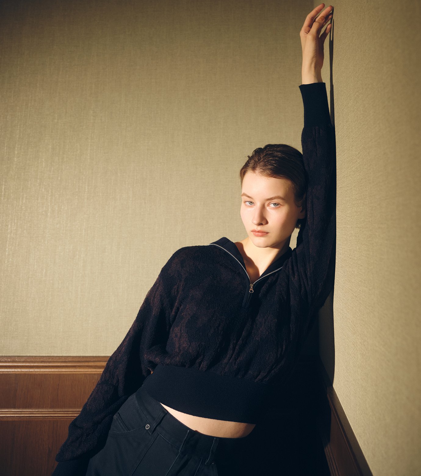 アイレネ - IRENENNE | Layered Jacquard Zip-Up | RESTIR リステア