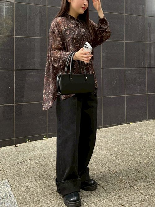 IRENENNE Sheer Shirt Floral MineralPrint Sheer Shirt w/Floral 