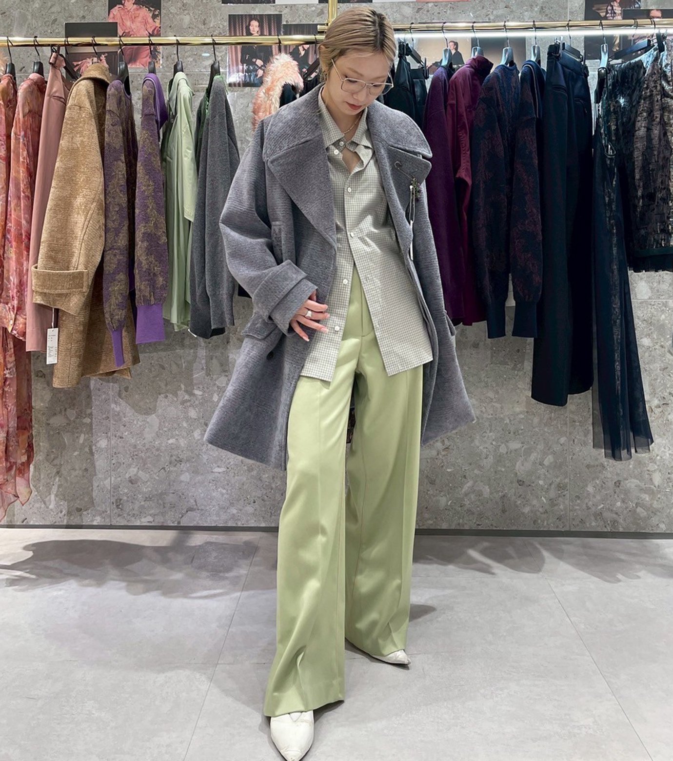 irene パンツ アイレネ - IRENENNE | Wool Satin Straight Pants-Light
