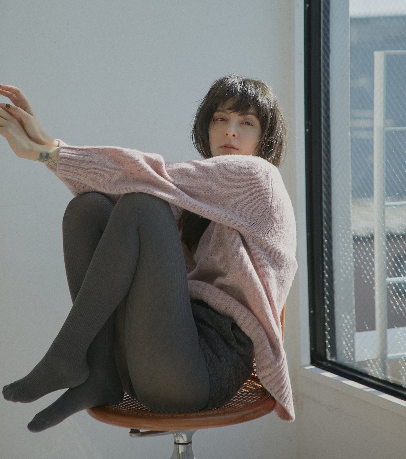ル シェル ブルー - LE CIEL BLEU | Color Nep Knit-Pink-36の