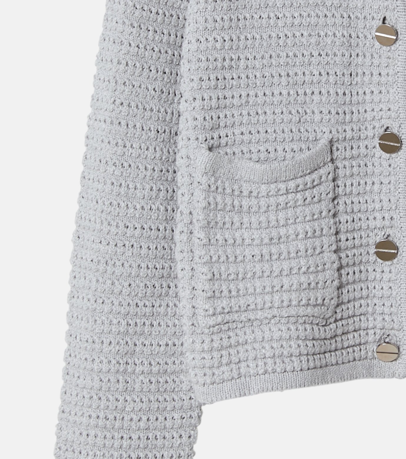 ルシェルブルー LE CIEL BLEU Waffle Knit Jacket カーディガン 27S61205 グレー サイズ：36 ル シェル ブルー - LE CIEL BLEU | Waffle Knit Jacket-Light