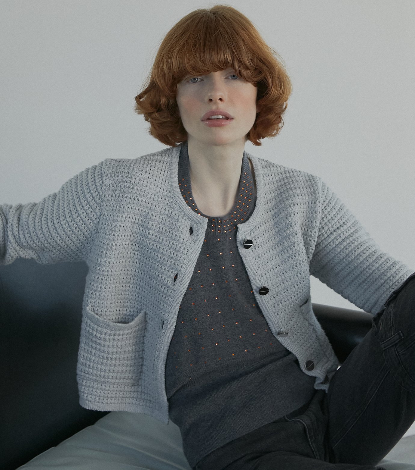 ル シェル ブルー - LE CIEL BLEU | Waffle Knit Jacket-Light