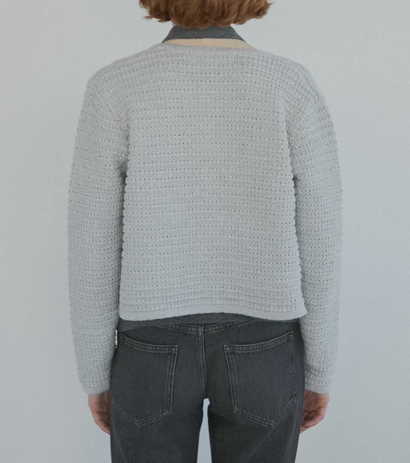 ルシェルブルー LE CIEL BLEU Waffle Knit Jacket カーディガン 27S61205 グレー サイズ：36 LE CIEL BLEU(ルシェルブルー) Waffle Knit Jacketカーディガン