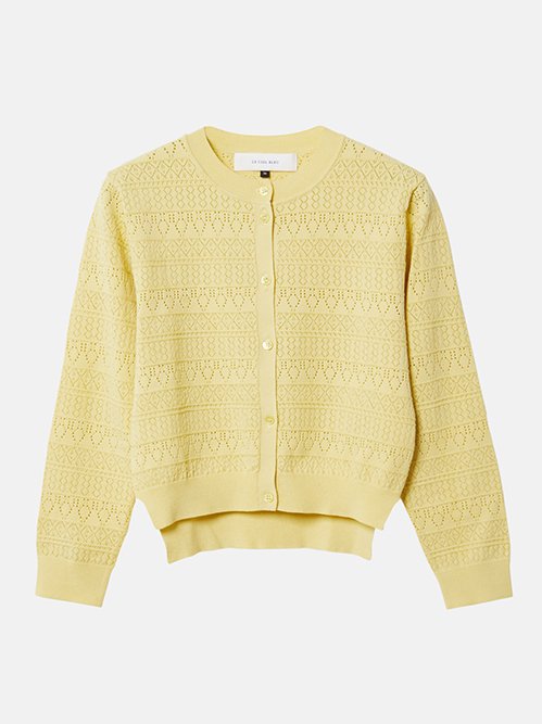 LE CIEL BLEU◆カーディガン(厚手)/36/ウール/GRN/無地/24A61310 ル シェル ブルー - LE CIEL BLEU | Tailored Knit Top-Black-36