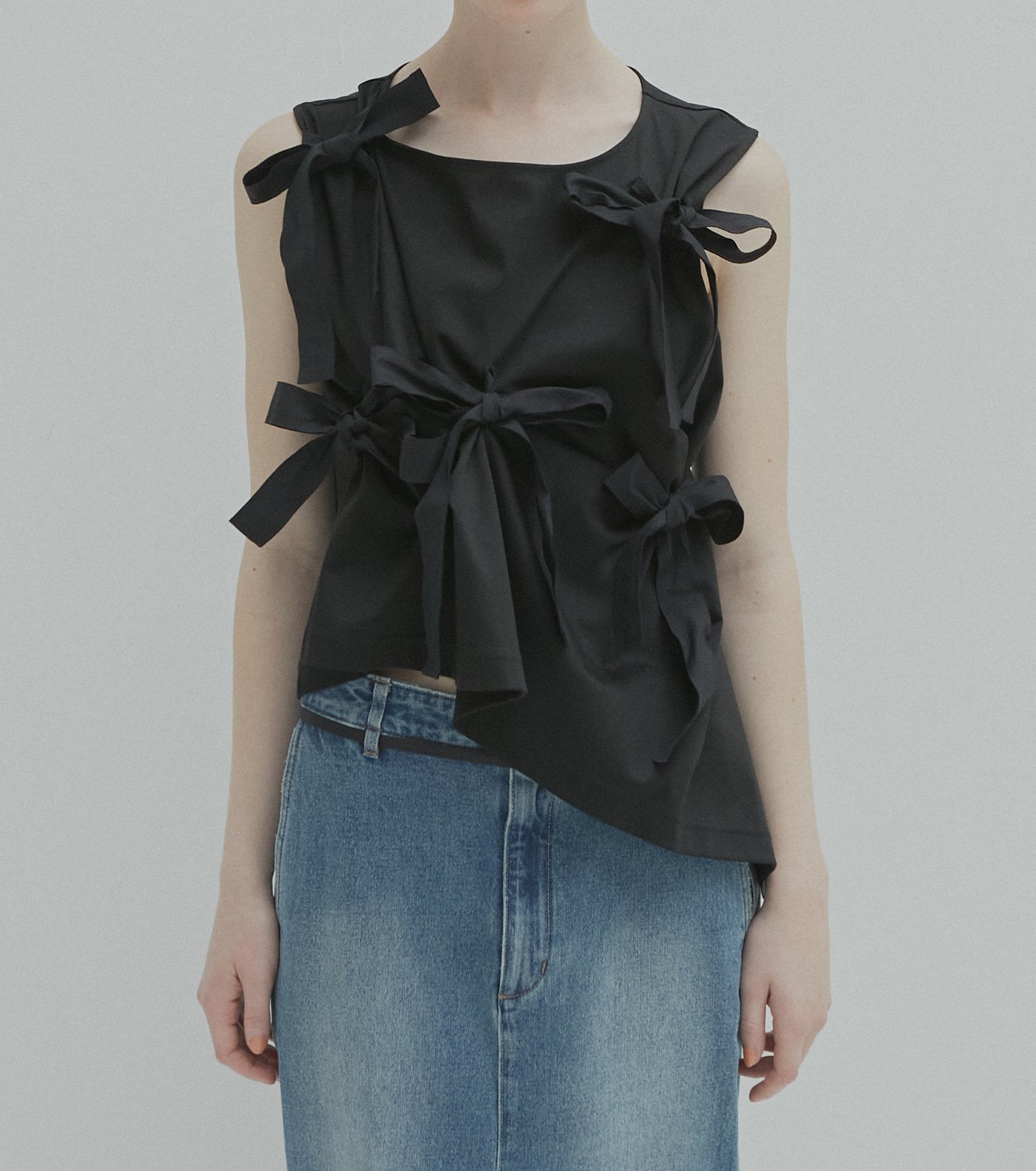 ル シェル ブルー - LE CIEL BLEU | Tank w/Bows-Black-36の通販