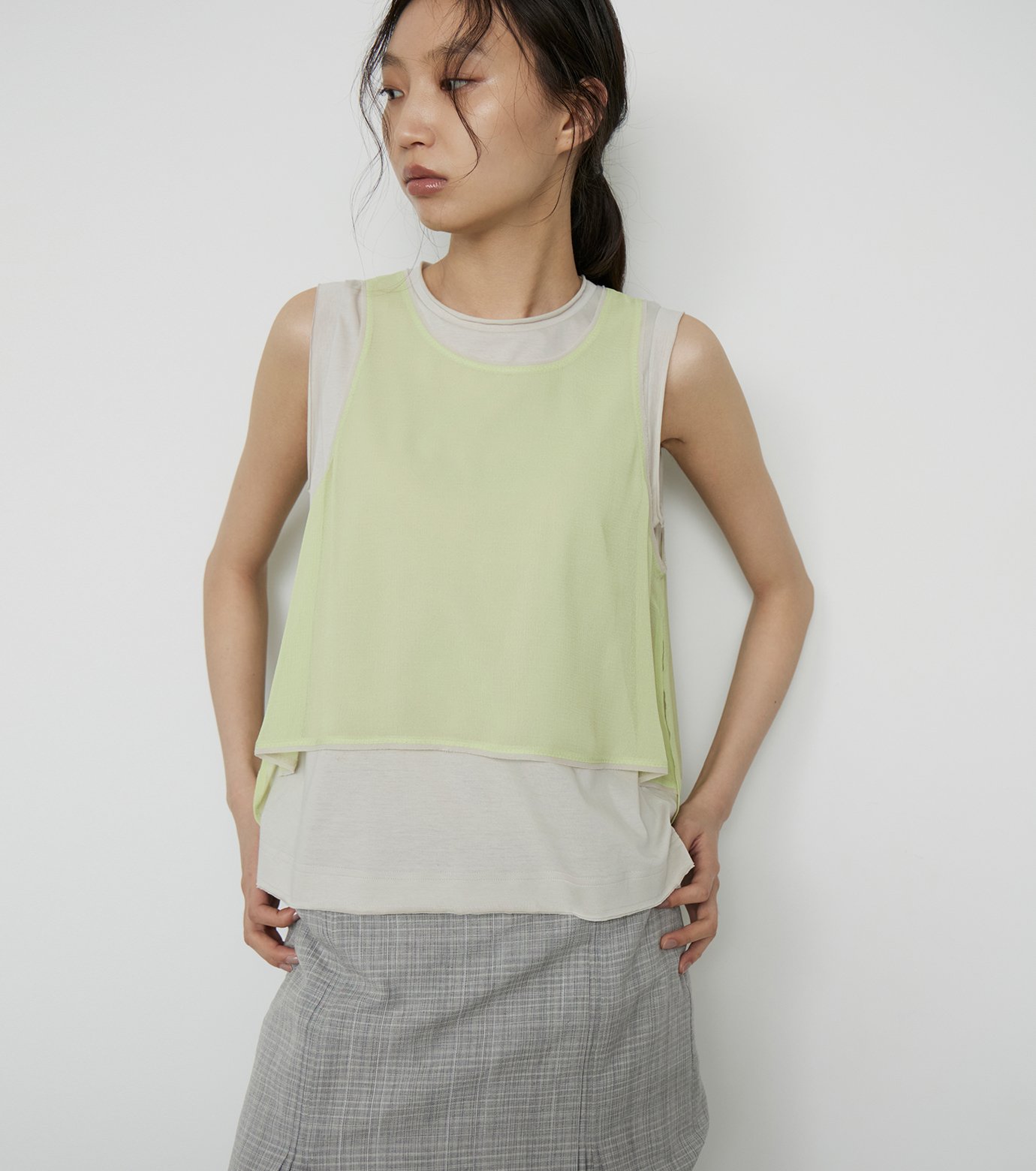 ル シェル ブルー - LE CIEL BLEU | Chiffon x Cotton Tank