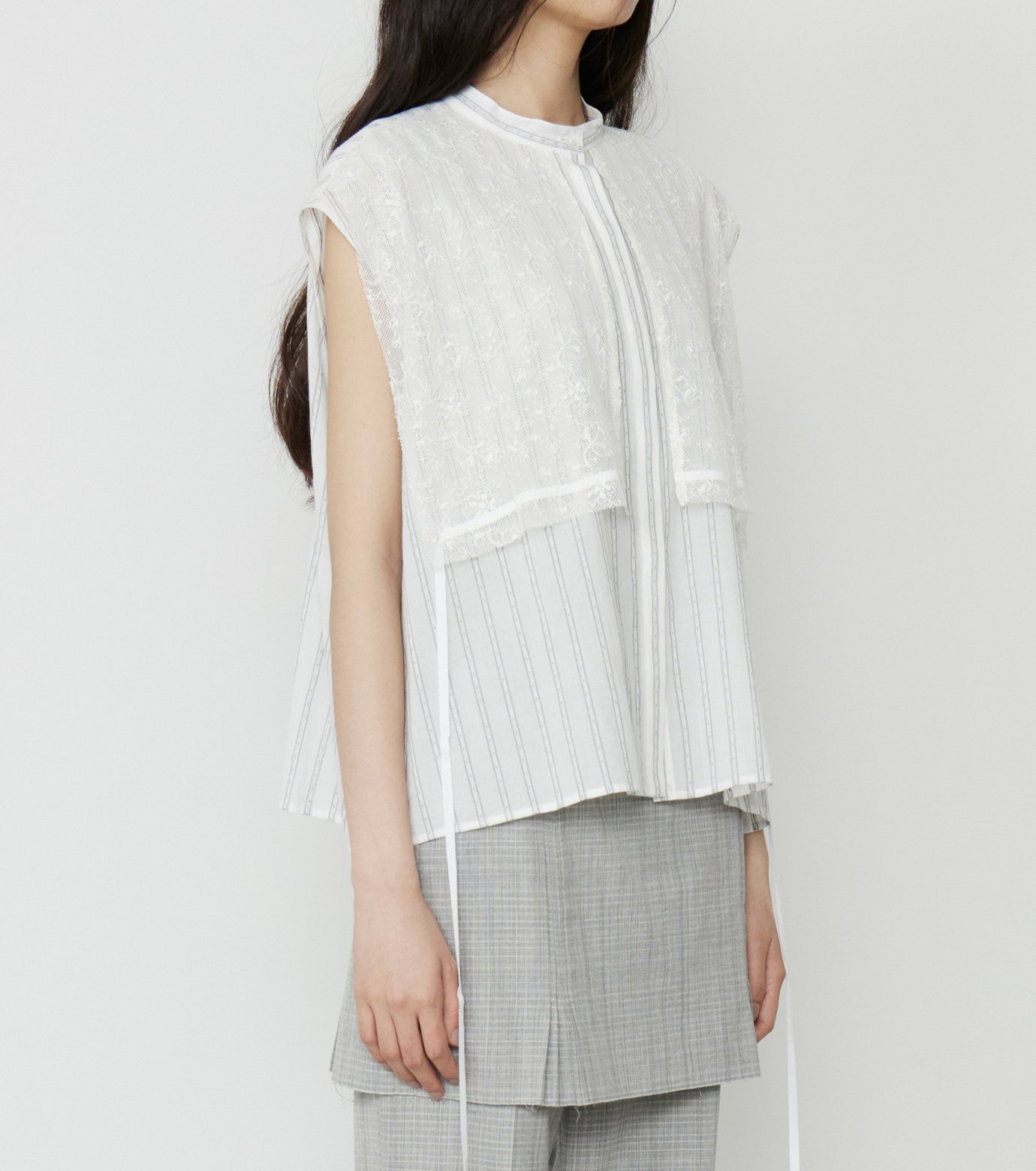 カットソー(長袖+七分) LE CIEL BLEU - Transparent knit tops ル シェル ブルー - LE CIEL BLEU | Shoulder Out Wide Tape