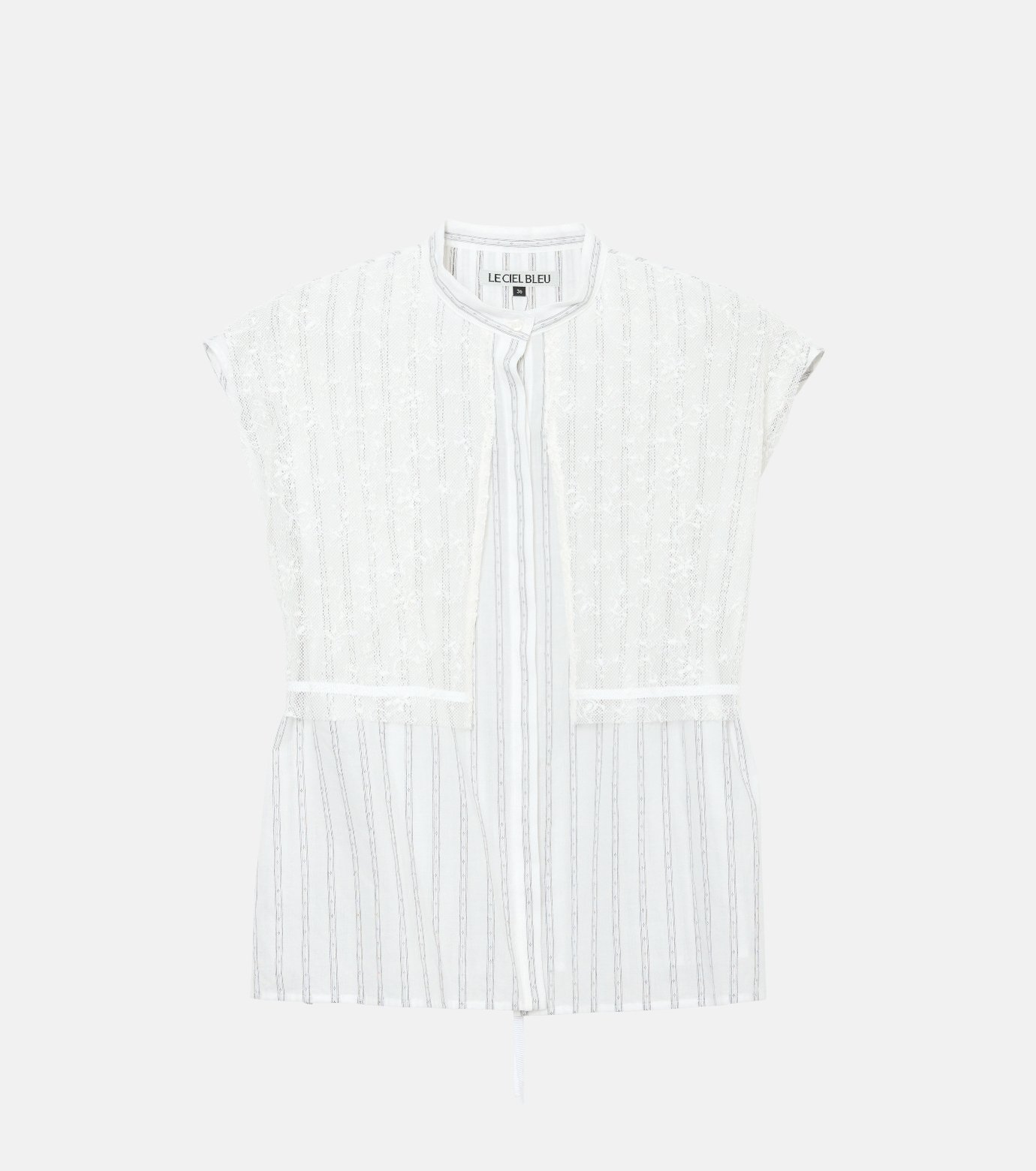 LE CIEL BLEU ジップ　スウェット　トップス ル シェル ブルー - LE CIEL BLEU | Matelasse Pattern Rib Knit