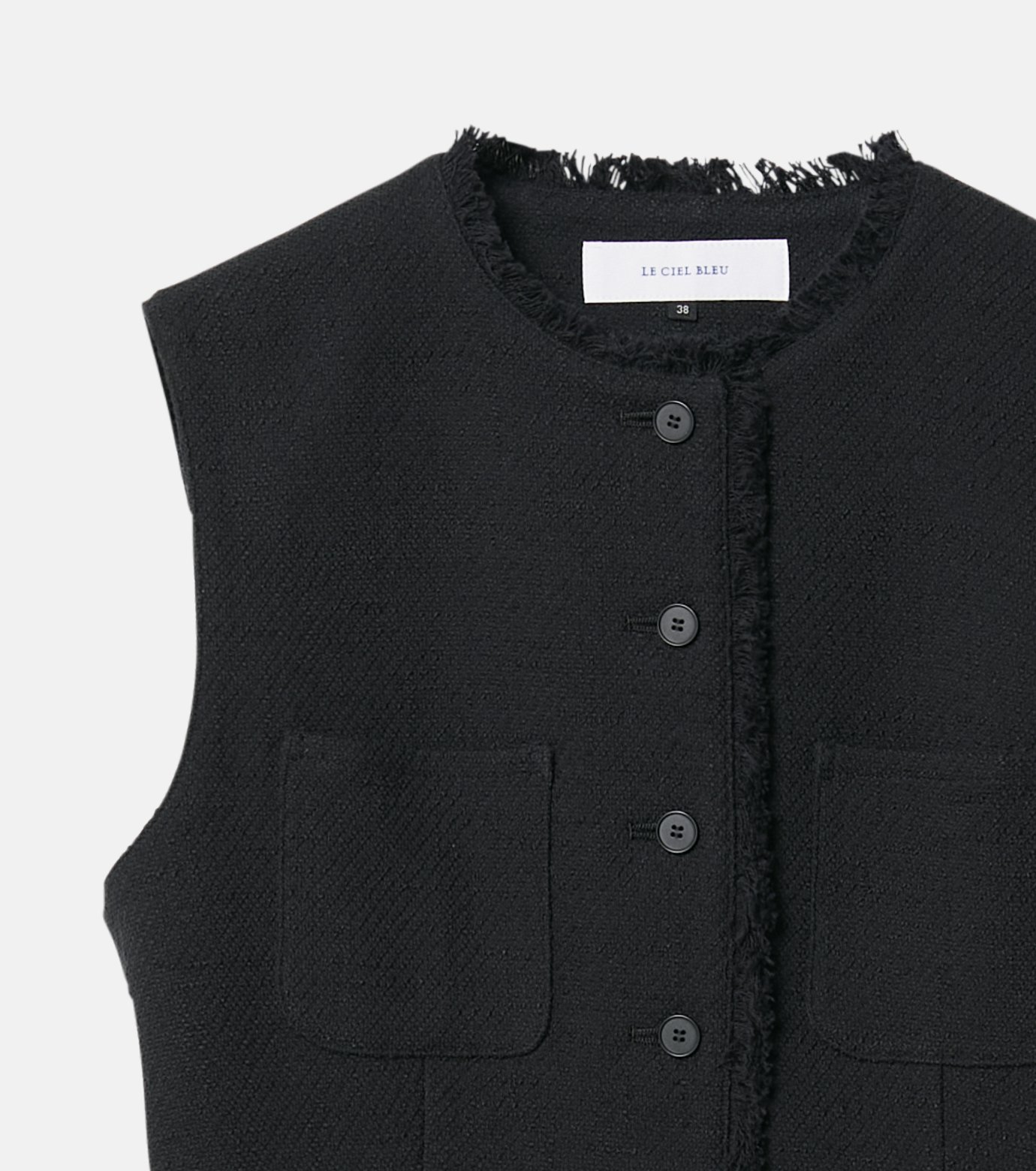 ルシェルブルー　ツイード　ジレ ル シェル ブルー - LE CIEL BLEU | Mix Tweed Gilet-Navy-36の