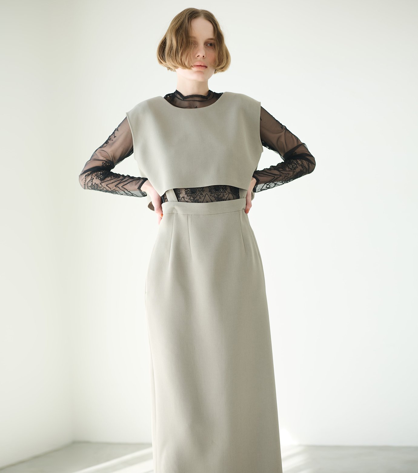 ル シェル ブルー - LE CIEL BLEU | Highwaist Onepiece-Gray-36の通販 