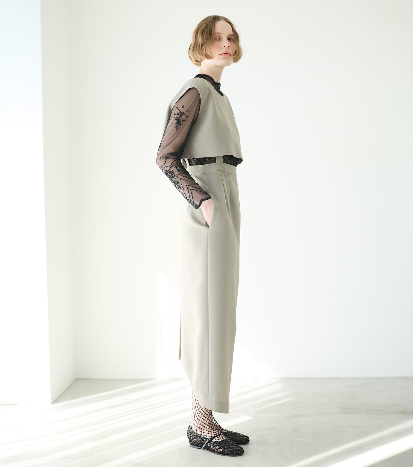 ル シェル ブルー - LE CIEL BLEU | Highwaist Onepiece-Gray-36の通販 