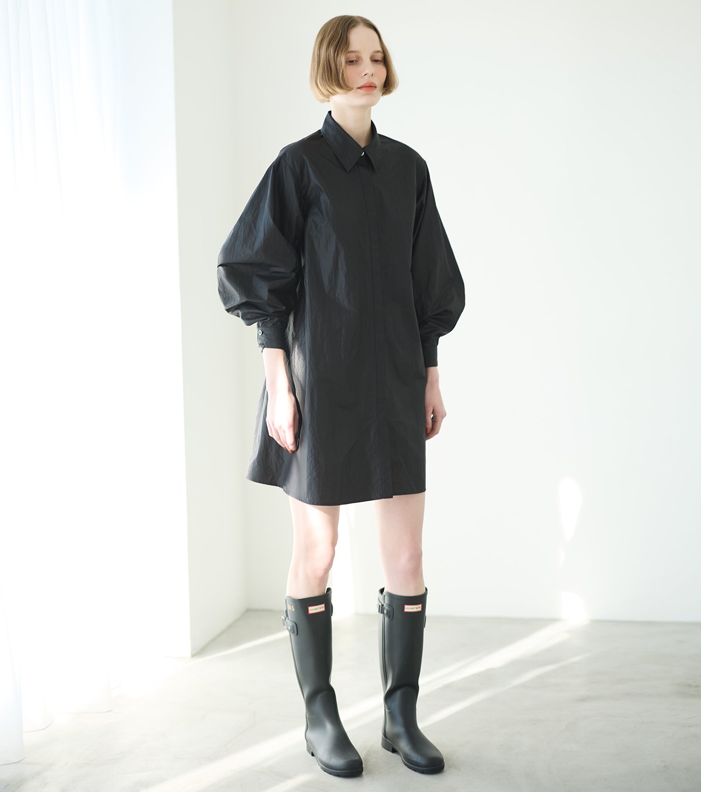 ルシェルブルー シャツワンピース 黒 ル シェル ブルー - LE CIEL BLEU | Nylon Lether Shirts