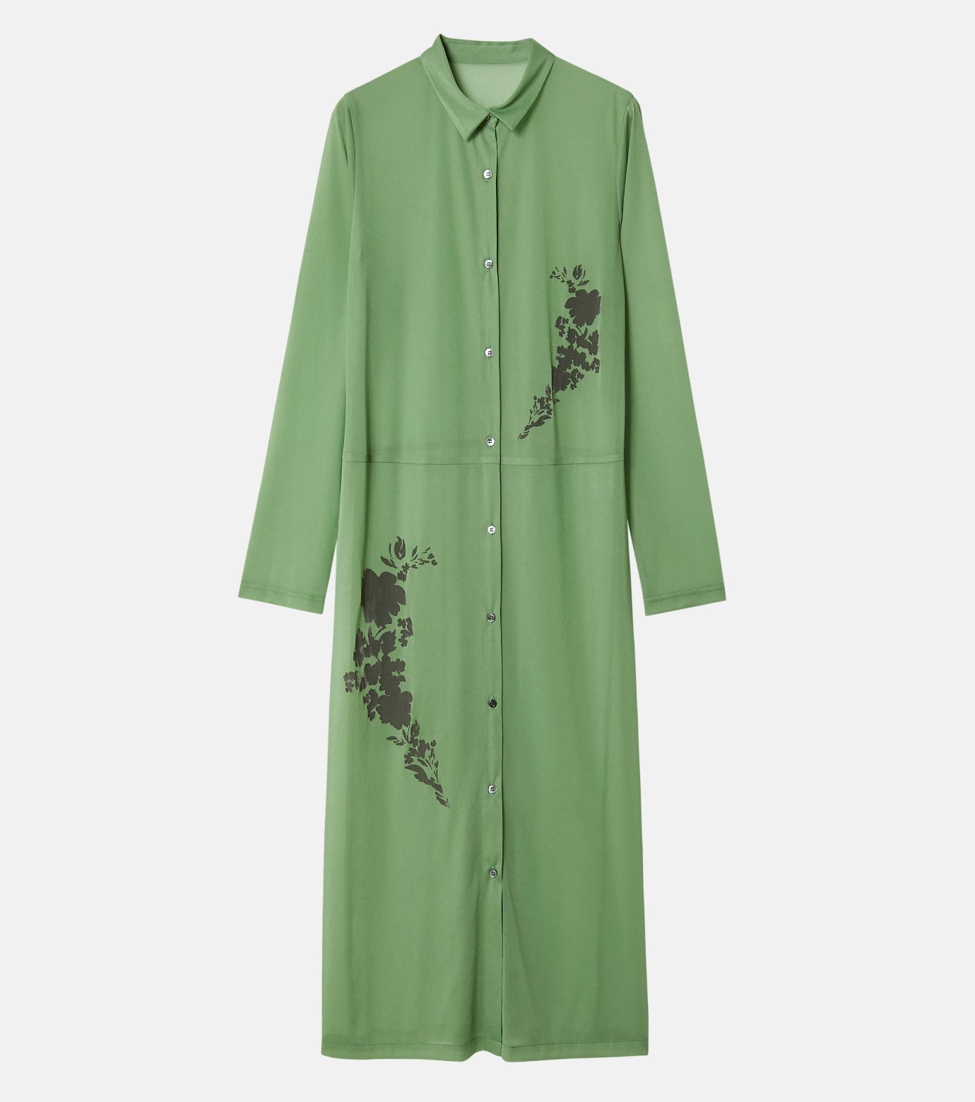 ル シェル ブルー - LE CIEL BLEU | Sheer Shirt Dress w/Flocked