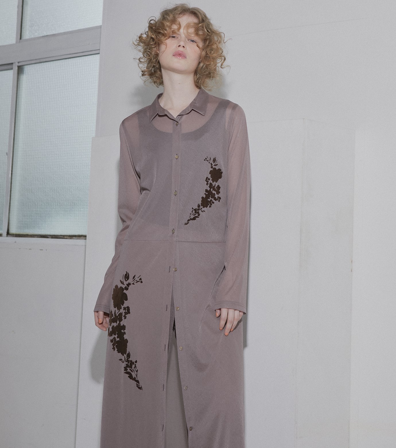 ル シェル ブルー - LE CIEL BLEU | Sheer Shirt Dress w