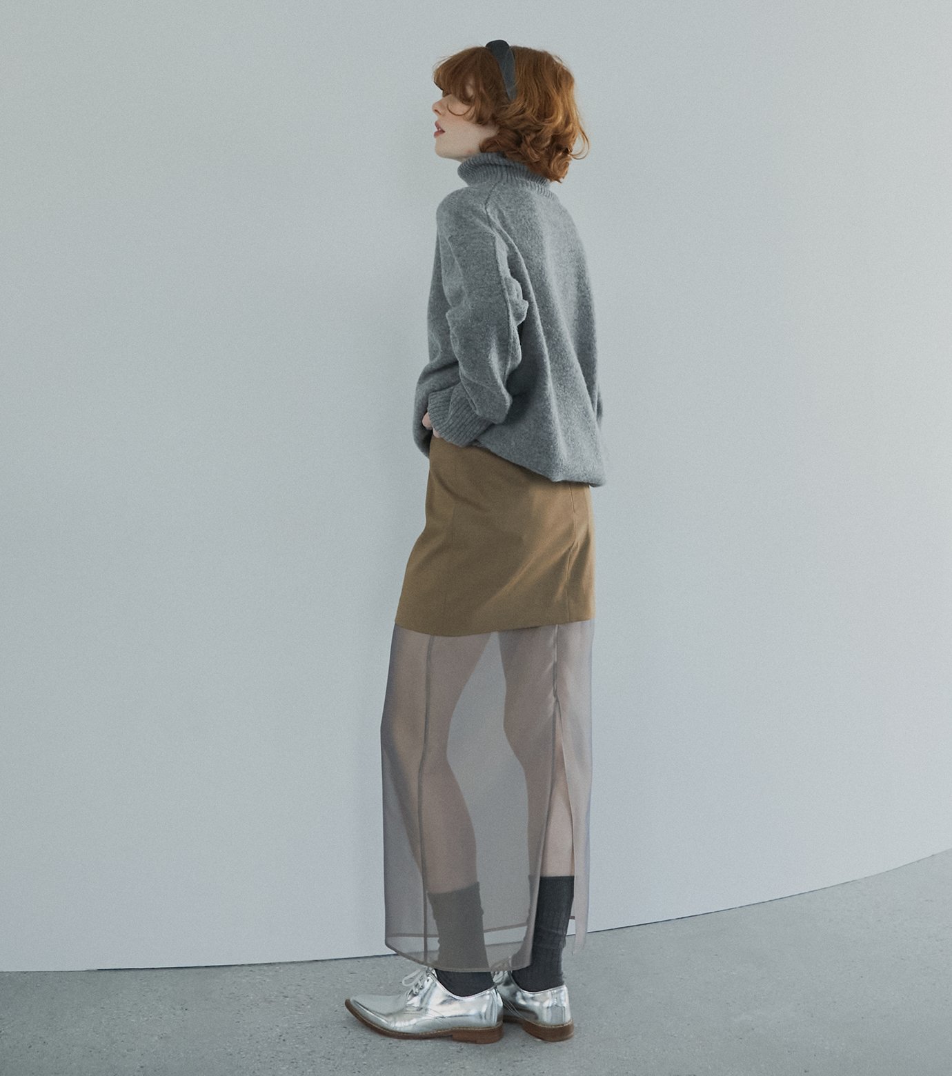 ルシェルブルー Sheer-Blend Pencil Skirt 34