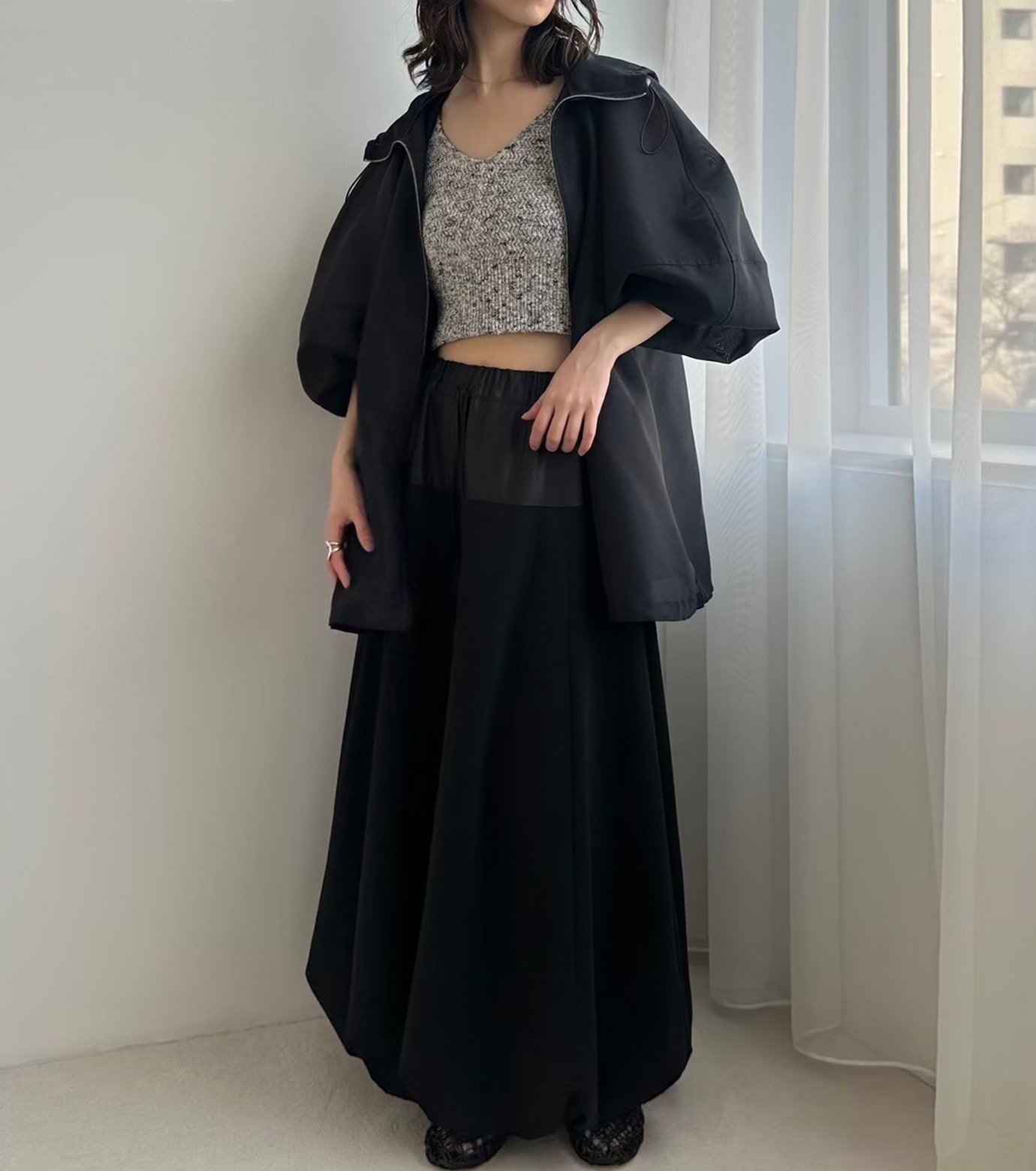 ル シェル ブルー - LE CIEL BLEU | Balloon Skirt-Black-36の