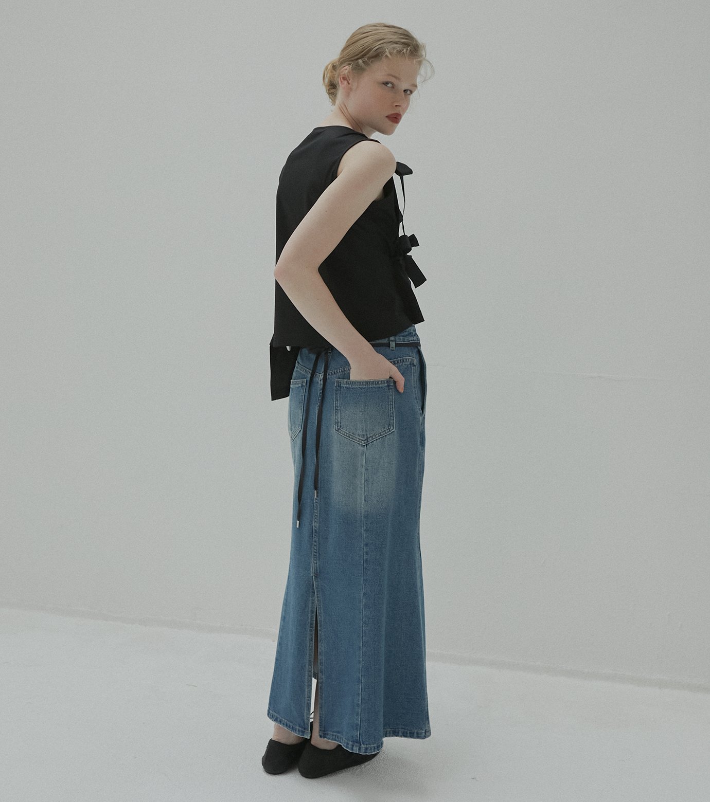 ル シェル ブルー - LE CIEL BLEU | Flared Denim Skirt-Blue-36の通販  