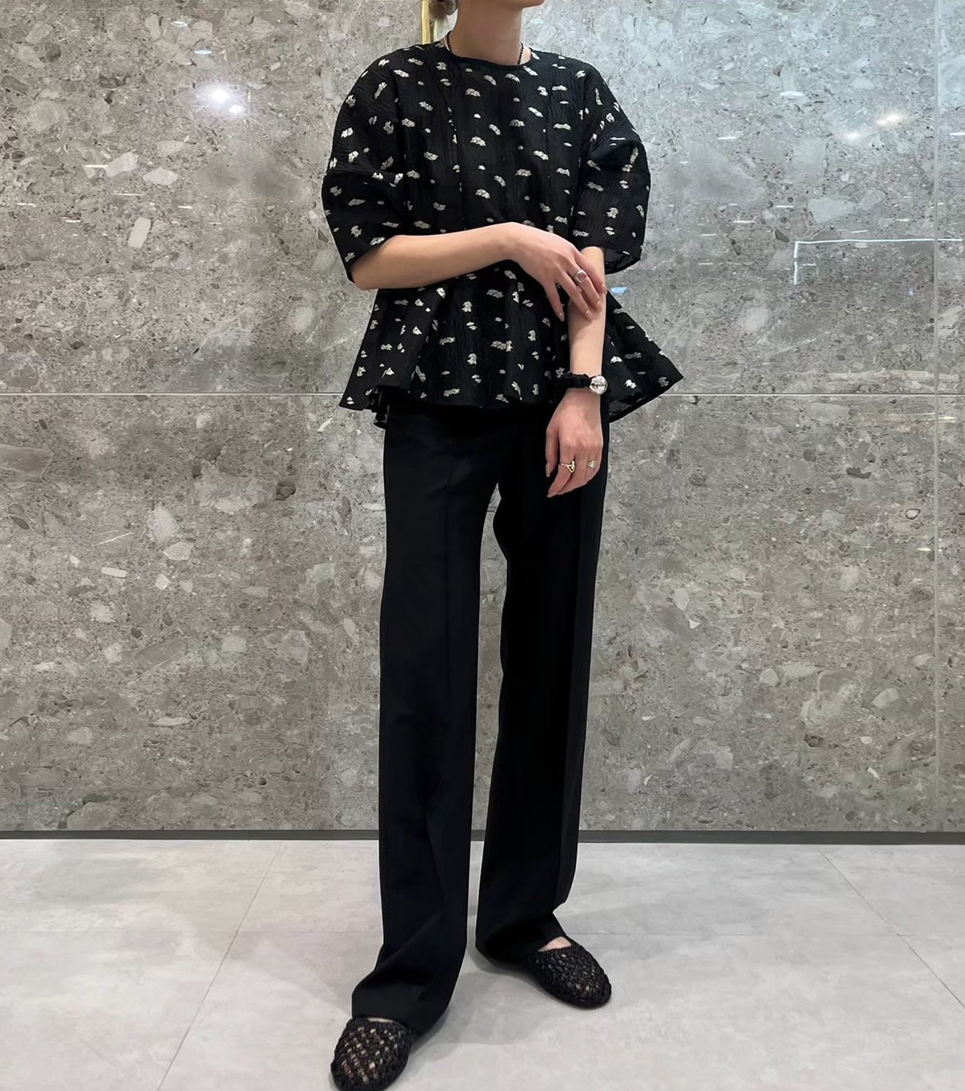 ル シェル ブルー - LE CIEL BLEU | Straight Trousers-Black-34