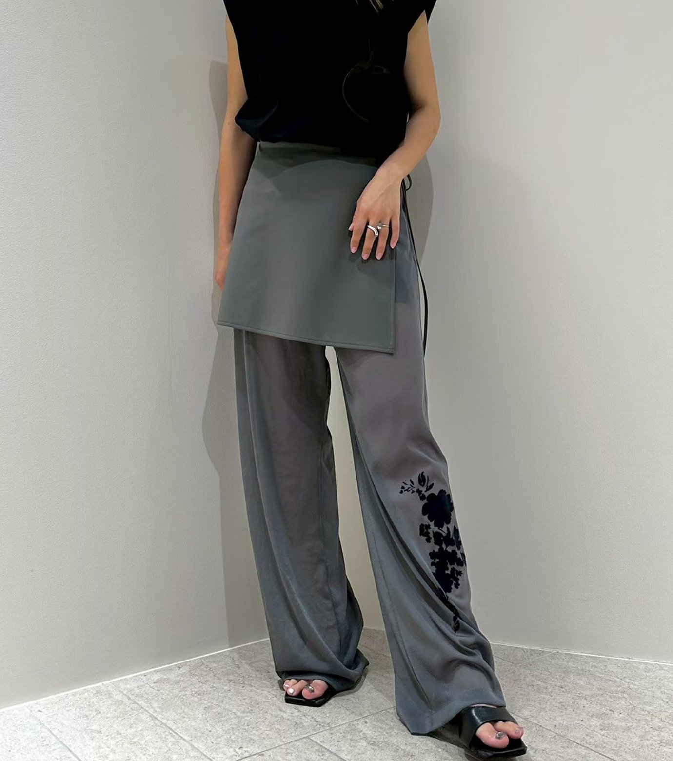 ル シェル ブルー - LE CIEL BLEU | Sheer Relax Pant w/Flocked