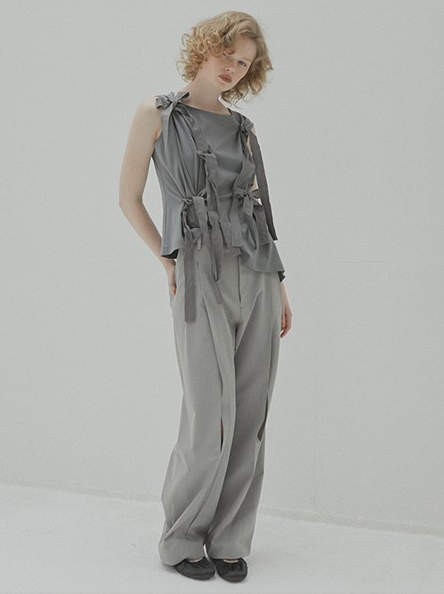 Wide Leg Trousers w/Cut Out Detail