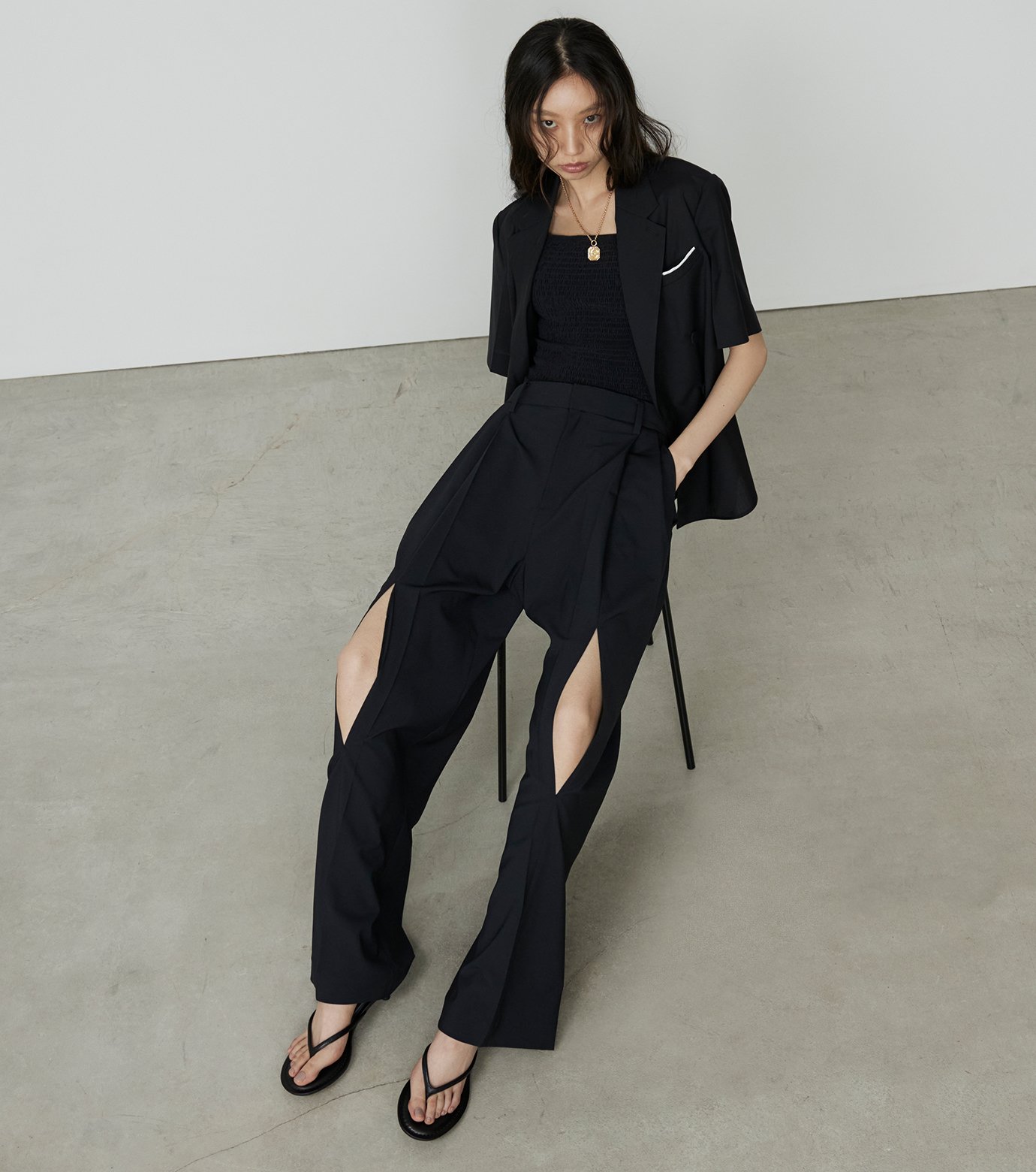 ル シェル ブルー - LE CIEL BLEU | Wide Leg Trousers w/Cut