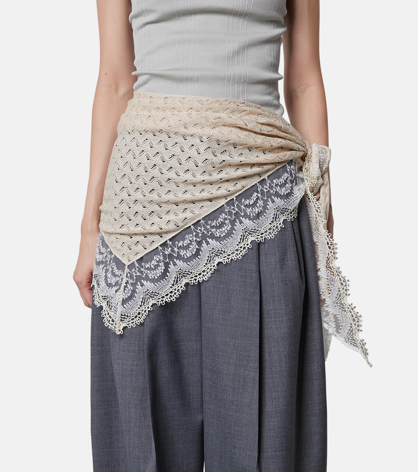 IRENE Lace Knit Triangleグレー36サイズ新品 アイレネ - IRENE | Lace Knit Triangle-Ivory-36の通販