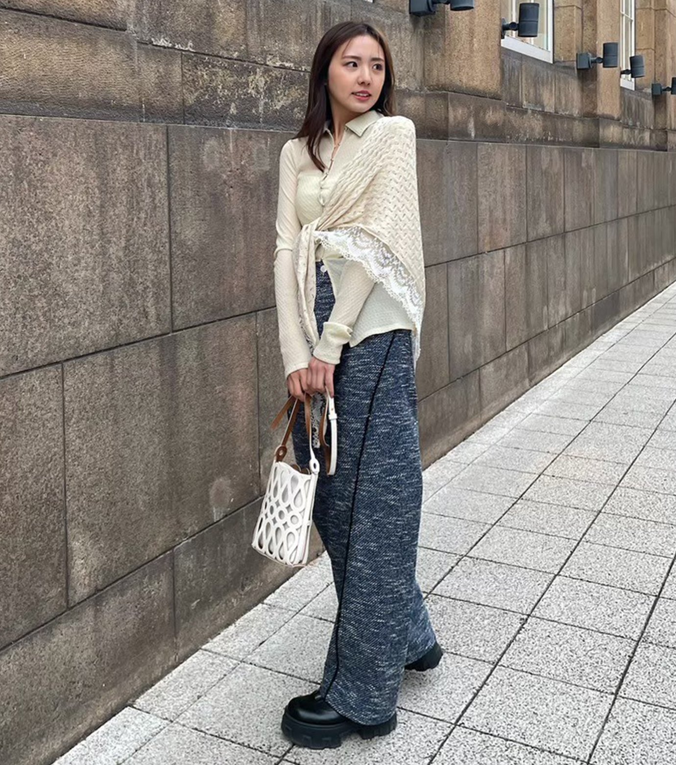 アイレネ - IRENE | Lace Knit Triangle-Ivory-36の通販