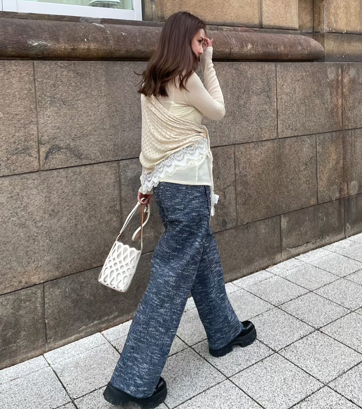 IRENE Lace Knit Tanktops グレー リステア アイレ アイレネ - IRENE | Lace Knit Triangle-Ivory-36の通販