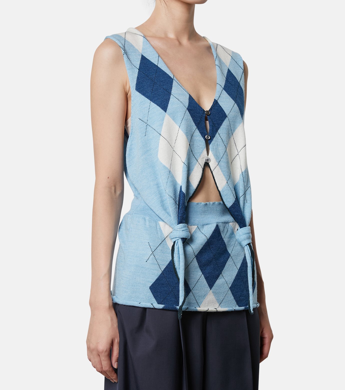 トップス IRENE Argyle Knit Vest Light Blue アイレネ - IRENE | Argyle Knit Vest-Light Blue-36の通販