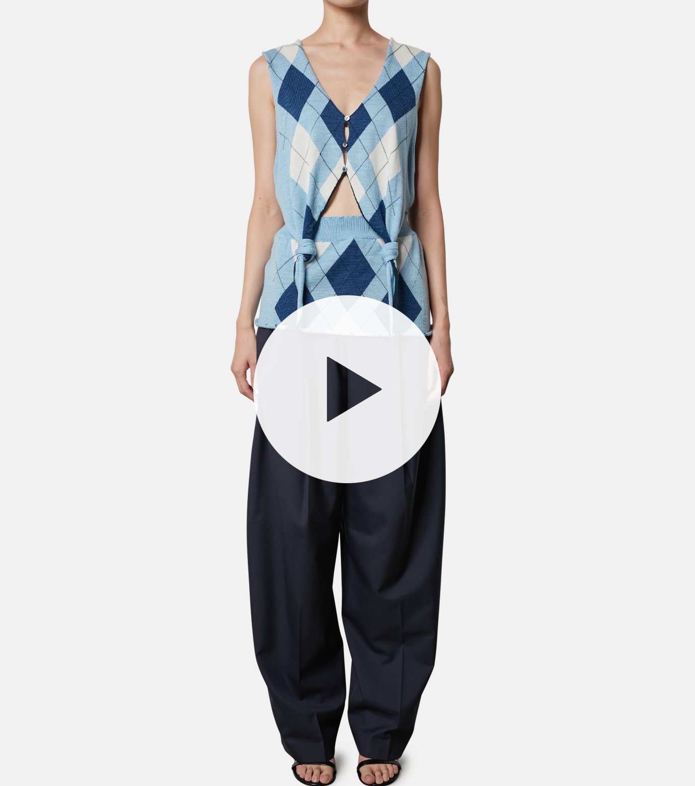 トップス IRENE Argyle Knit Vest Light Blue IRENE Argyle Knit Vest Light Blue