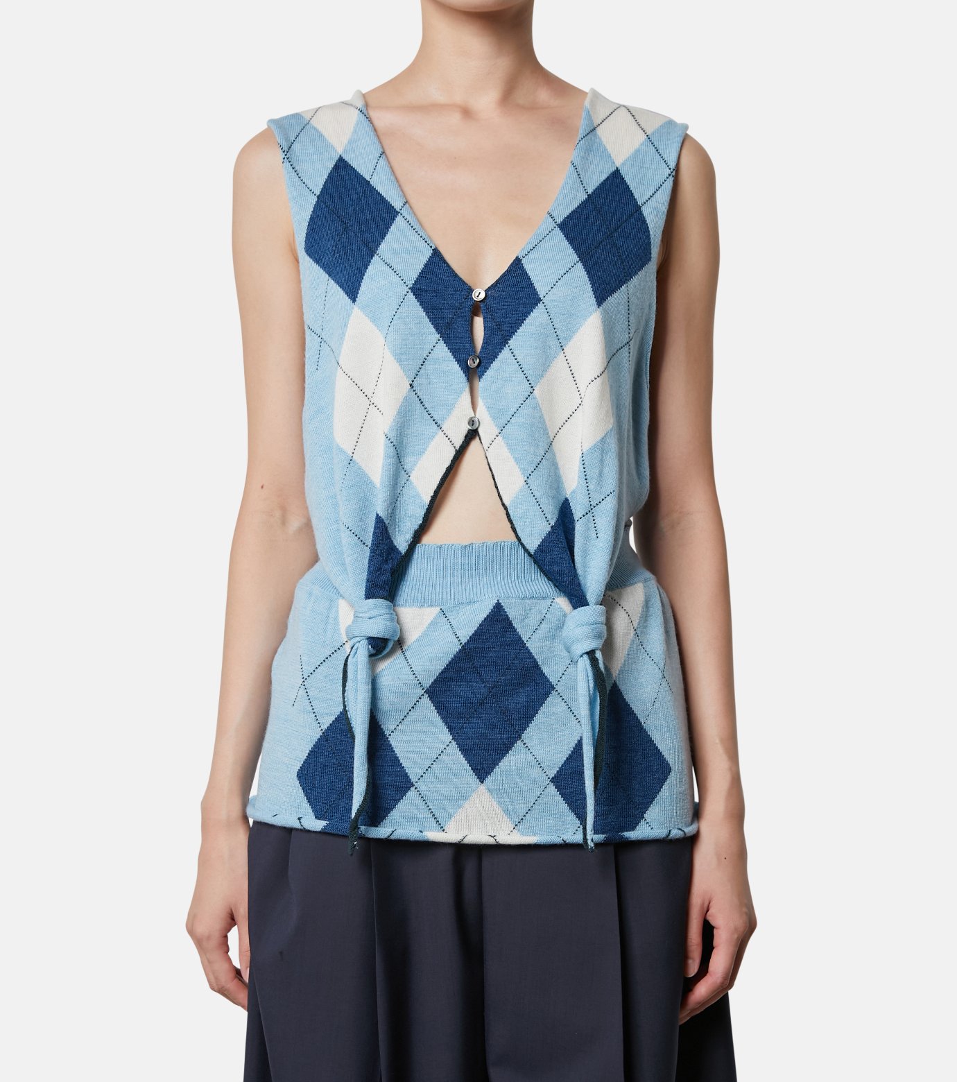 トップス IRENE Argyle Knit Vest Light Blue アイレネ - IRENE | Argyle Knit Vest-Light Blue-36の通販