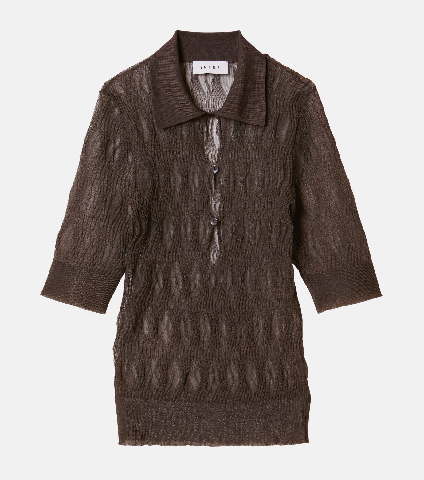 アイレネ - IRENE | Wave Pattern Knit Polo-Brown-36の通販