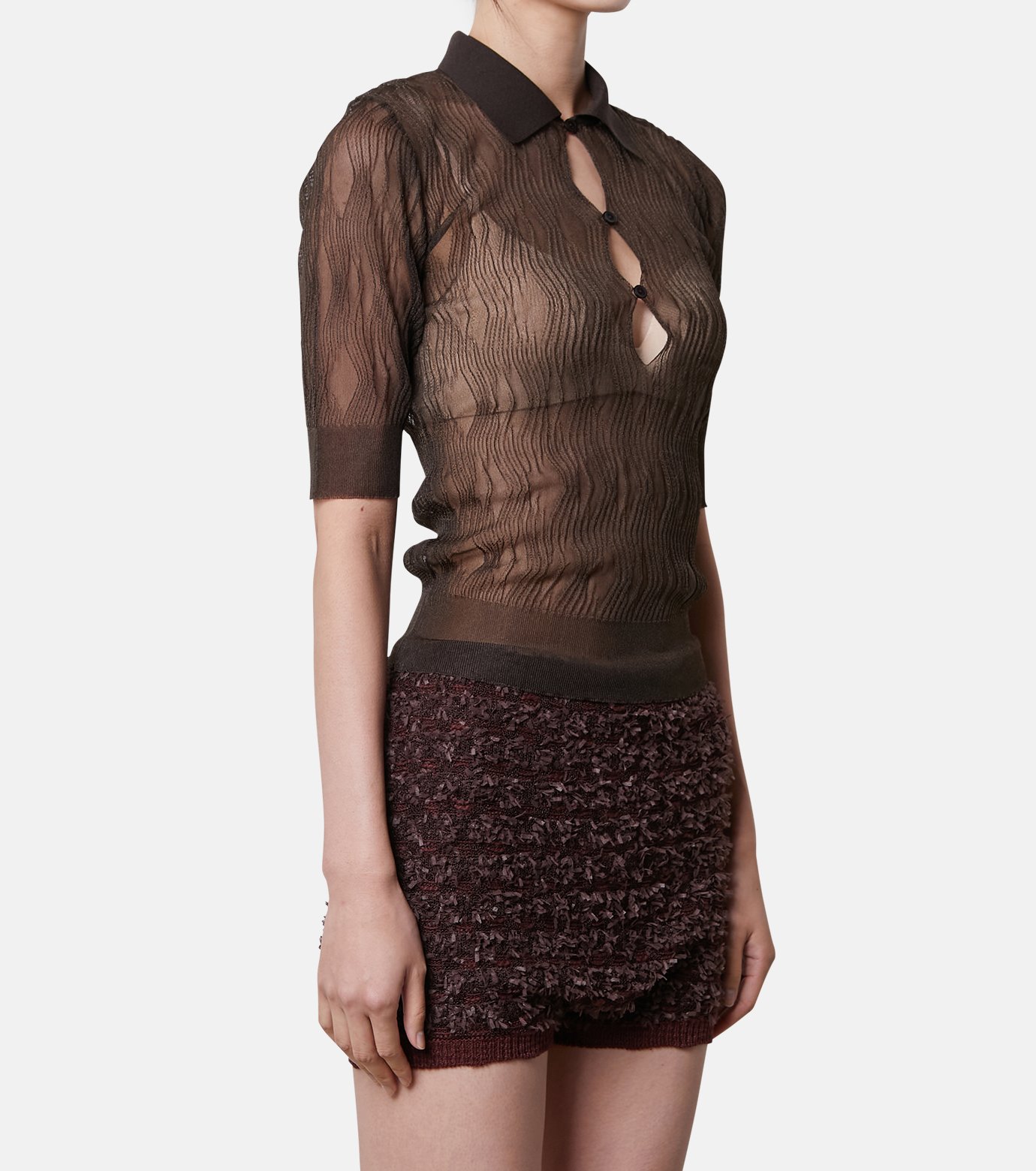 アイレネ IRENE Loop Yarn Knit ニット セーター 長袖 ハイネック ウール 36 ピンク 22A81008 /BM レディース アイレネ - IRENE | Wave Pattern Knit Tops-Gray-36の通販