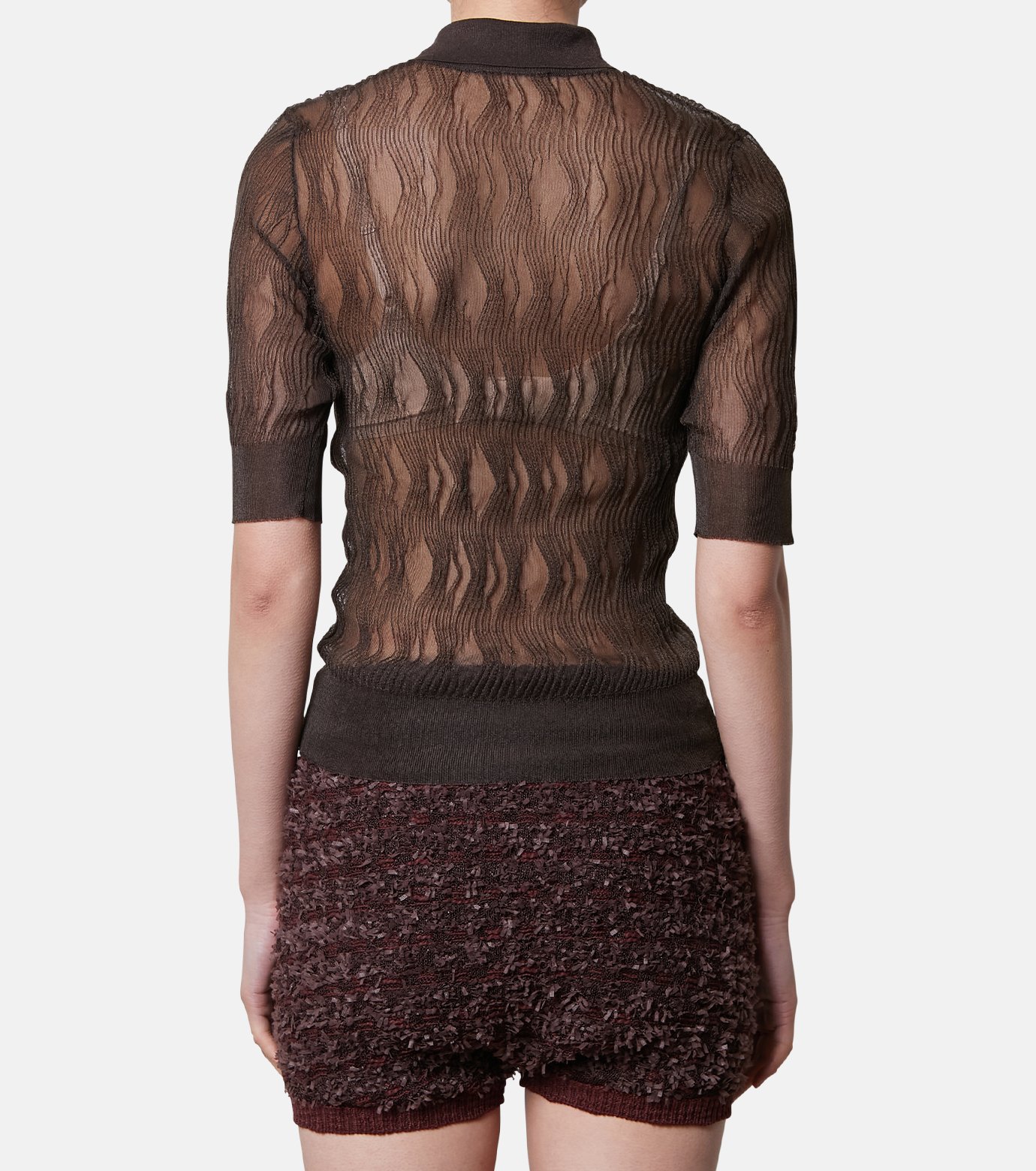 アイレネ - IRENE | Wave Pattern Knit Polo-Brown-36の通販