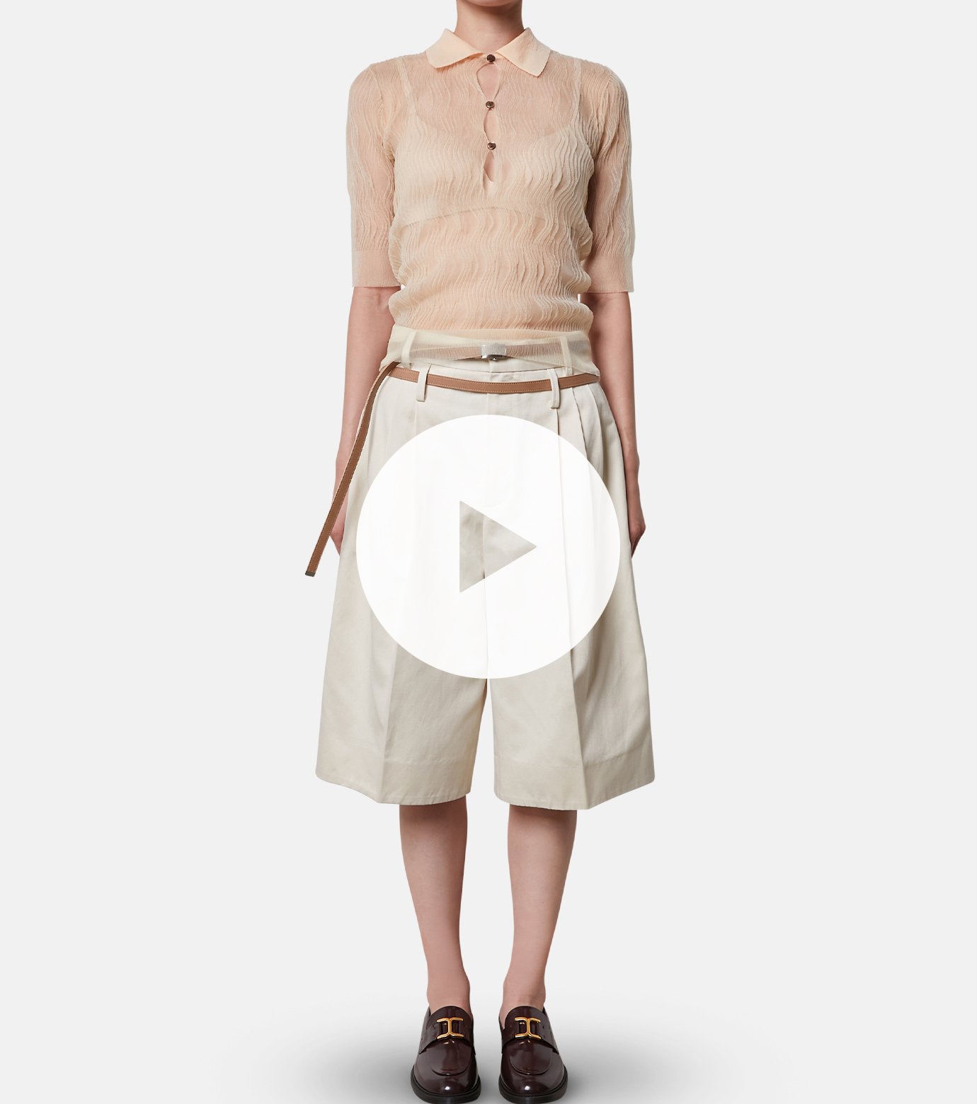 【美品】IRENE アイレネ ナイロンベスト バックオープン 白 アイレネ - IRENE | Wave Pattern Knit Polo-Ivory-36の通販