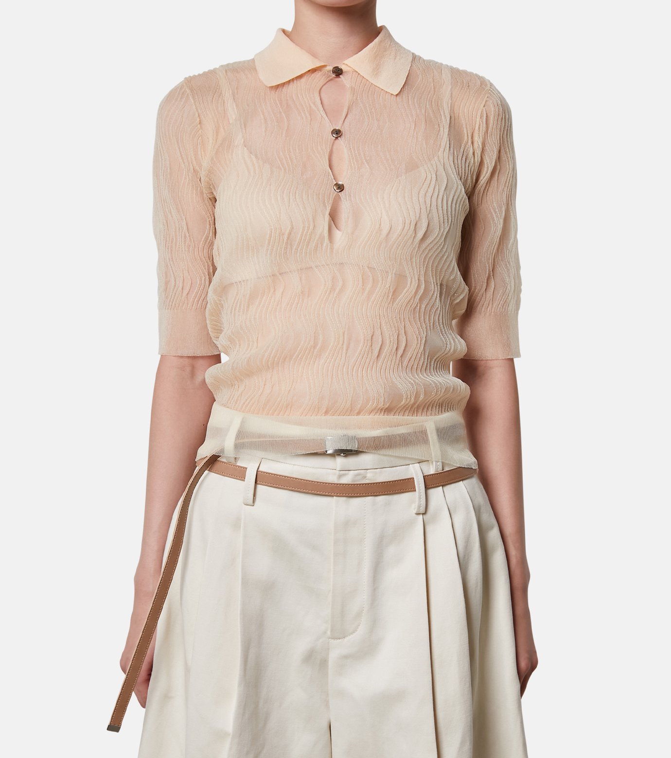アイレネ - IRENE | Wave Pattern Knit Polo-Ivory-36の通販 | RESTIR