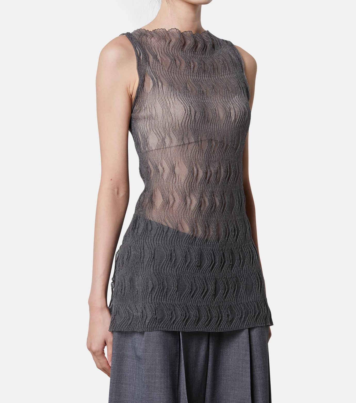 アイレネ - IRENE | Wave Pattern Knit Tops-Gray-36の通販
