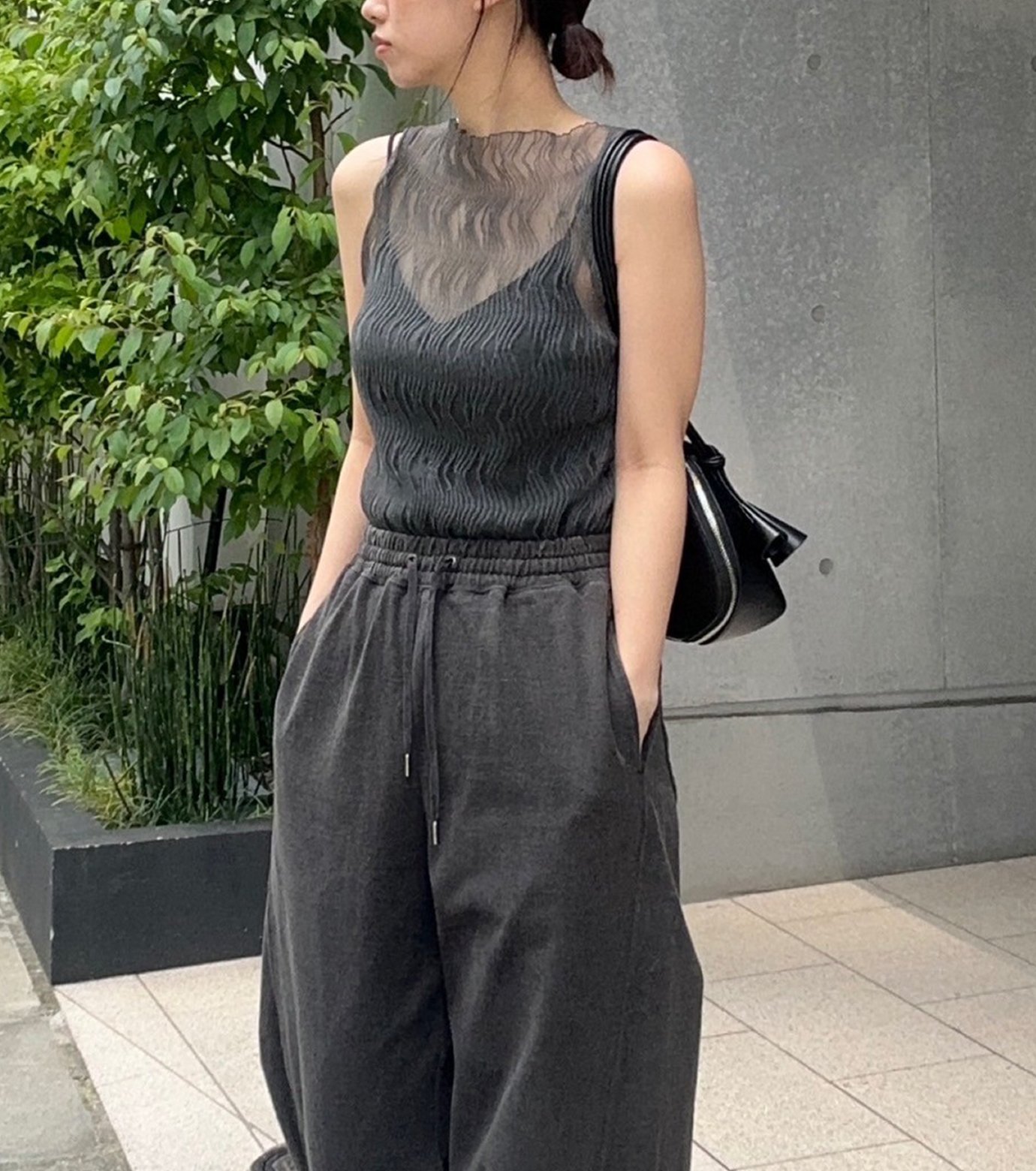 アイレネ - IRENE | Silk Linen Knit Tops-Charcoal Gray-36の