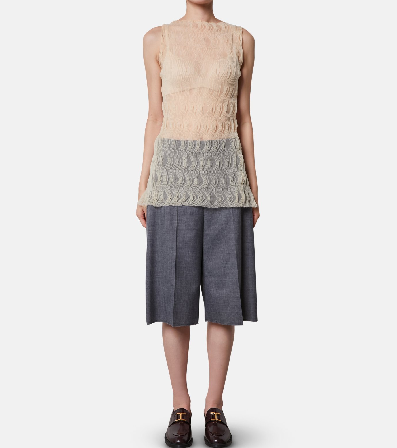 アイレネ IRENE デザイントップス アイレネ - IRENE | Wave Pattern Knit Tops-Ivory-36の通販