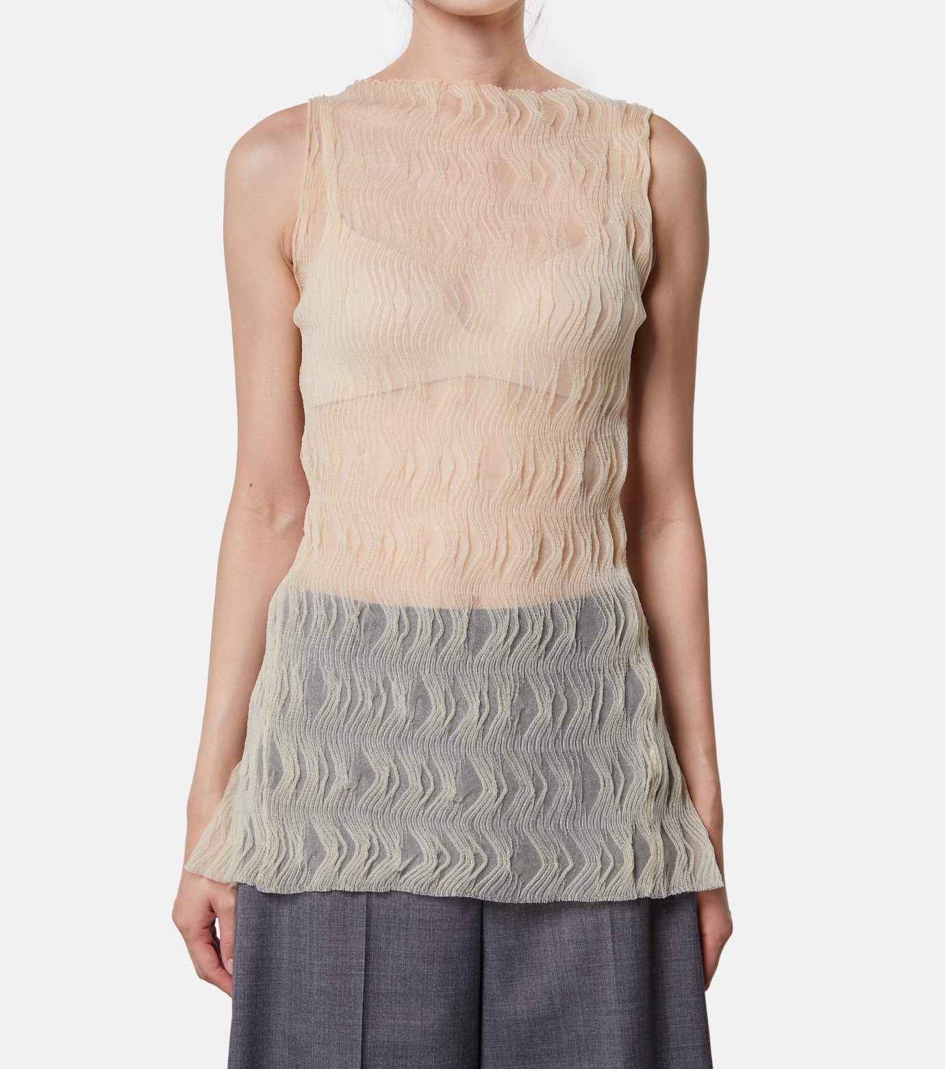 アイレネ　IRENE デザイントップス アイレネ - IRENE | Wave Pattern Knit Tops-Ivory-36の通販