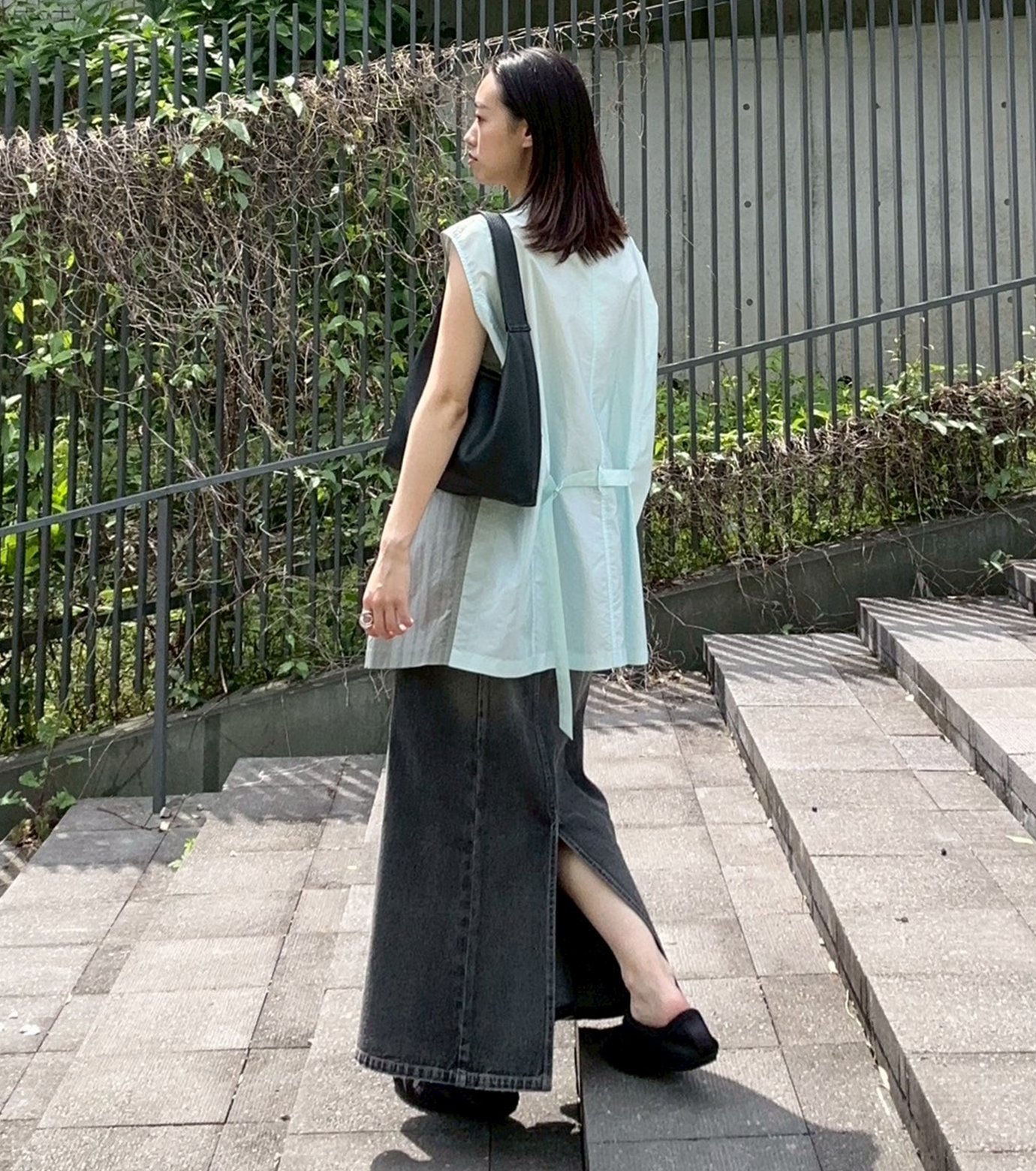アイレネ - IRENE | Back Taffeta Sleeveless Shirt-Green-36の