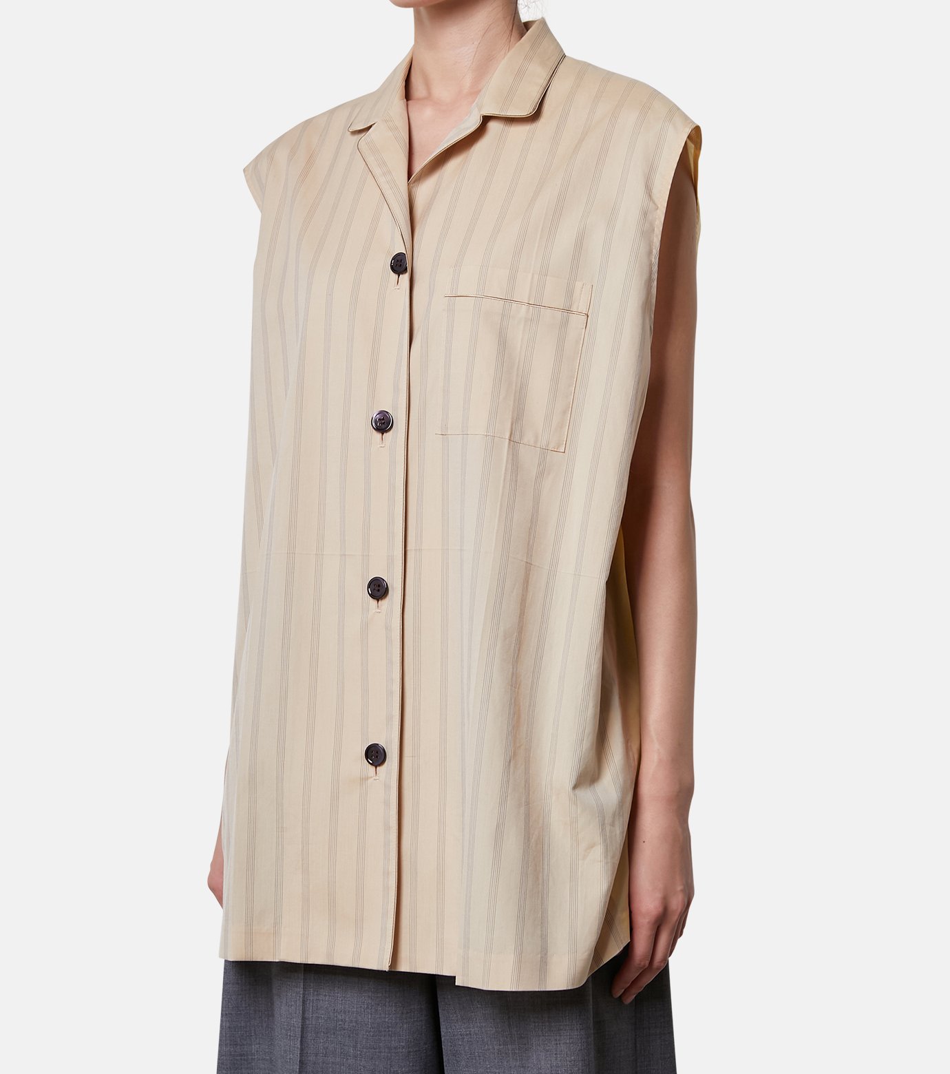 アイレネ - IRENE | Back Taffeta Sleeveless Shirt-Light
