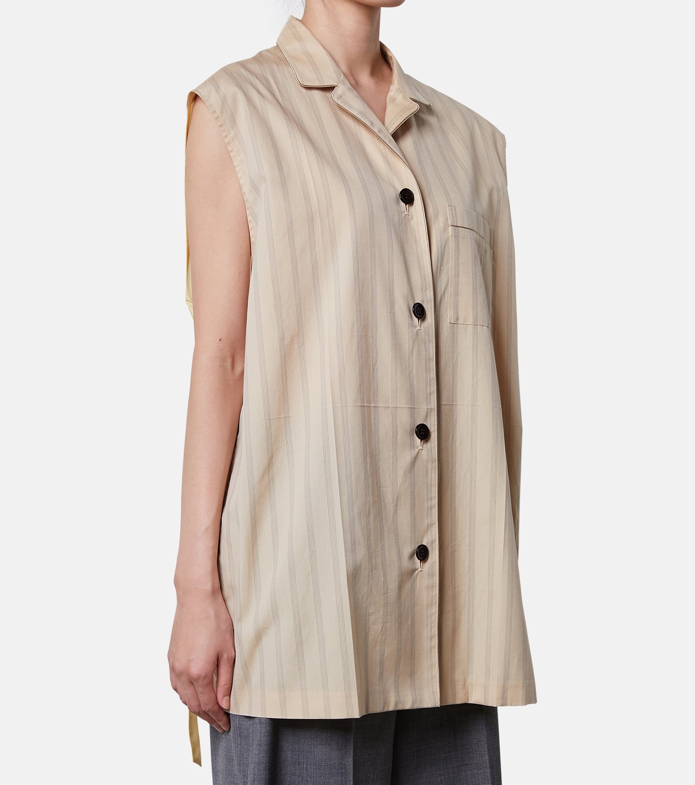 アイレネ - IRENE | Back Taffeta Sleeveless Shirt-Light